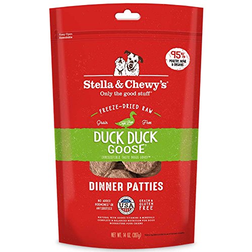 Les galettes de dîner d'oie de canard cru de canard cru de Stella & Chewy pour chiens, 14 oz.