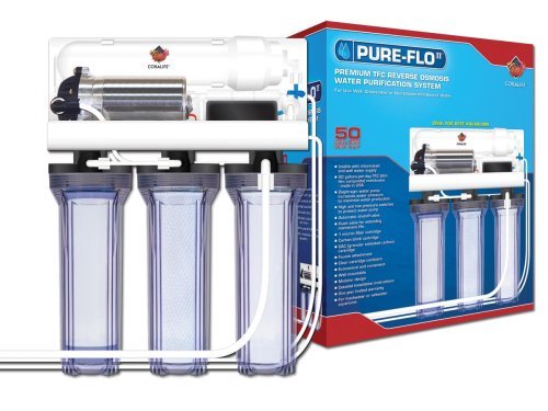 Coral Life Ro Pure Flo 50 Gpd 3 Can With Water Pump