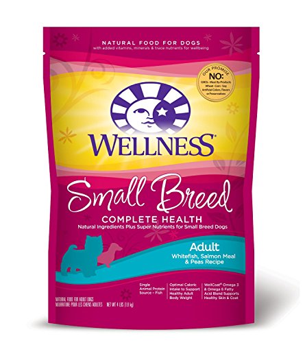 Wellness 46408 Small Breed Complete Health Adult Whitefish/Salmon/Peas 4LB