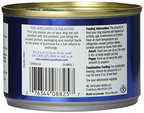 Wellness Complete Health Natural Wet Canned Dog Food, Whitefish and Sweet Potato Recipe, 6-Ounce Can (Pack of 24)