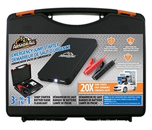 Armor All AJS8-1001-BLK Jump Start Kit with 6,000mAh Power Bank - Black