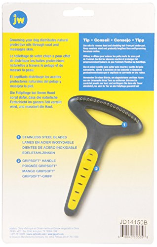 JW Pet Company GripSoft Undercoat Rake Regular Teeth Dog Brush