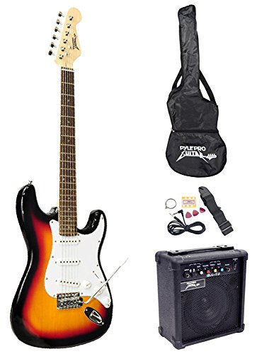 Pyle PEGKT15SB Beginners Electric Guitar Kit, Includes Amplifier & Accessories - SunBurst