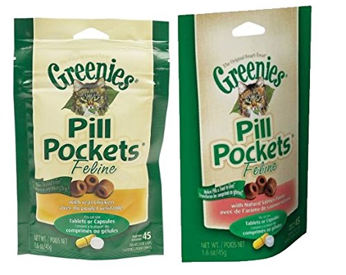 Greenies Pill Pockets Cat Treats Salmon,Chicken 12/Clp