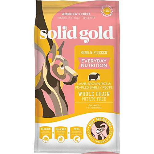 Solid Gold Hund-N-Flocken Natural Adult Dry Dog Food With Real Lamb, Brown Rice And Barley 15 Lb Bag