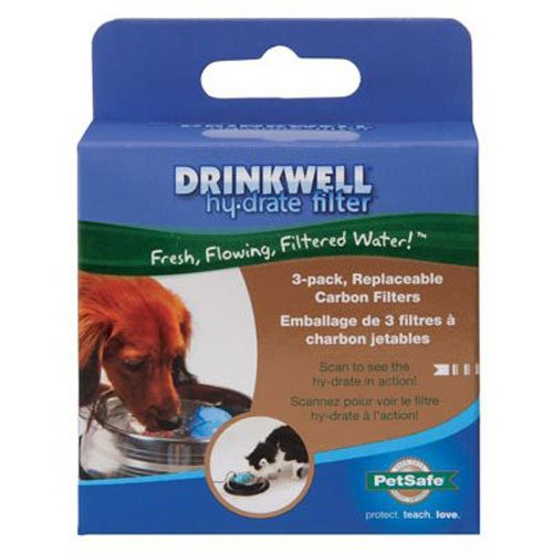 PetSafe Drinkwell Hy-Drate Replacement Filter for Dog and Cat Water Filtration System, 3 Pack