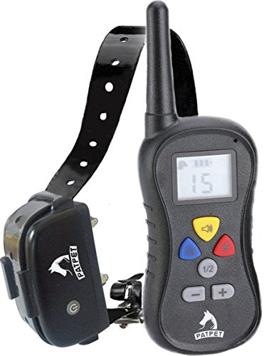 PATPET 1 Dog Trainning Remote 400 Yards 16 Levels Vibration Shock Electric Rechargeable Waterproof Ajustable Size Blue backlight LCD Collar