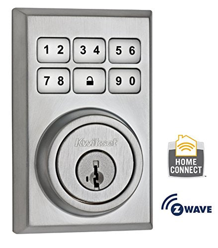 Kwikset 910CNT-ZW-26D Contemporary SmartCode 910 Deadbolt with Z-Wave Technology, Compatible with Alexa via Samsung SmartThings and/or Wink (Satin Chrome)