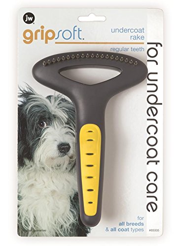JW Pet Company GripSoft Undercoat Rake Regular Teeth Dog Brush