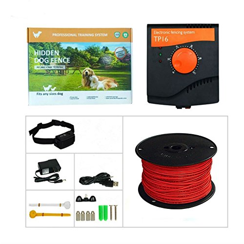 Newest TP16 Fence Coil Upgrade Pet Underground Electric Outdoor Fence Containment System Rechargeable Waterproof Shock Adjustable Dog Training Collar (for 1 Dog)
