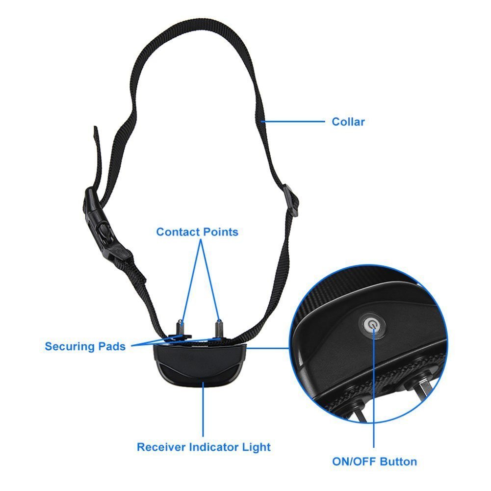 Patpet PTS-008 330 Yards Trainage à distance Dogue STOP Collier d'écorce - a un choc, des vibrations et un ton avec un écran d'écran de rétroéclairage, des boutons séparés et un récepteur résistant à l'eau. Collier électronique électrique