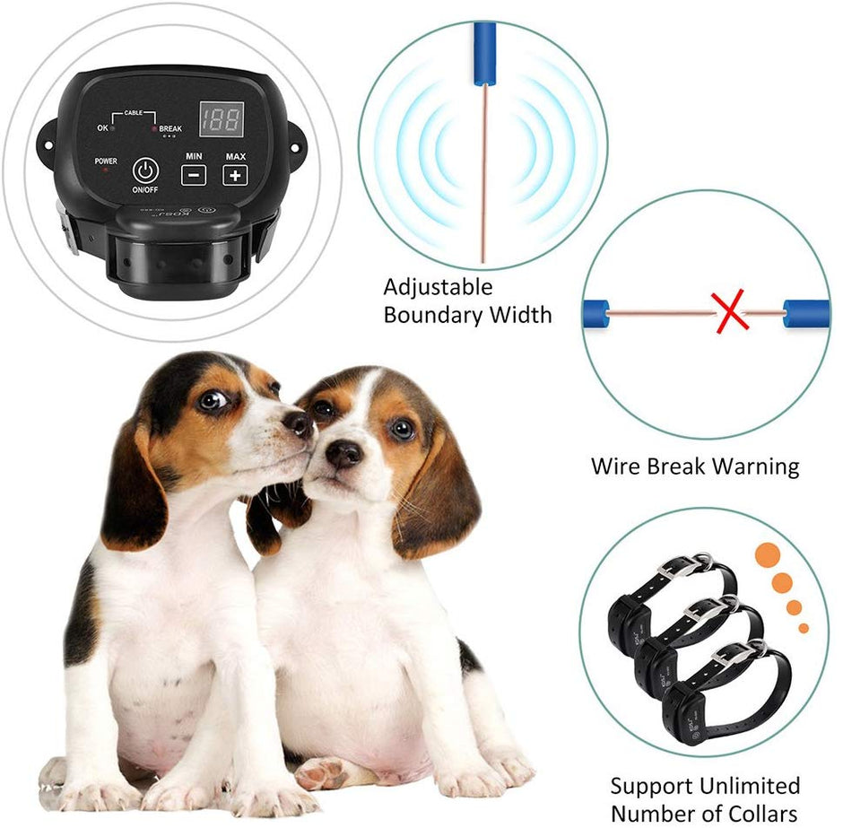 COVONO Electric Dog Fence,Pet Containment System(Aboveground/Underground,650 Ft Wire,IP66 Waterproof and Rechargeable Collar, Shock/Tone Correction,KD660B)