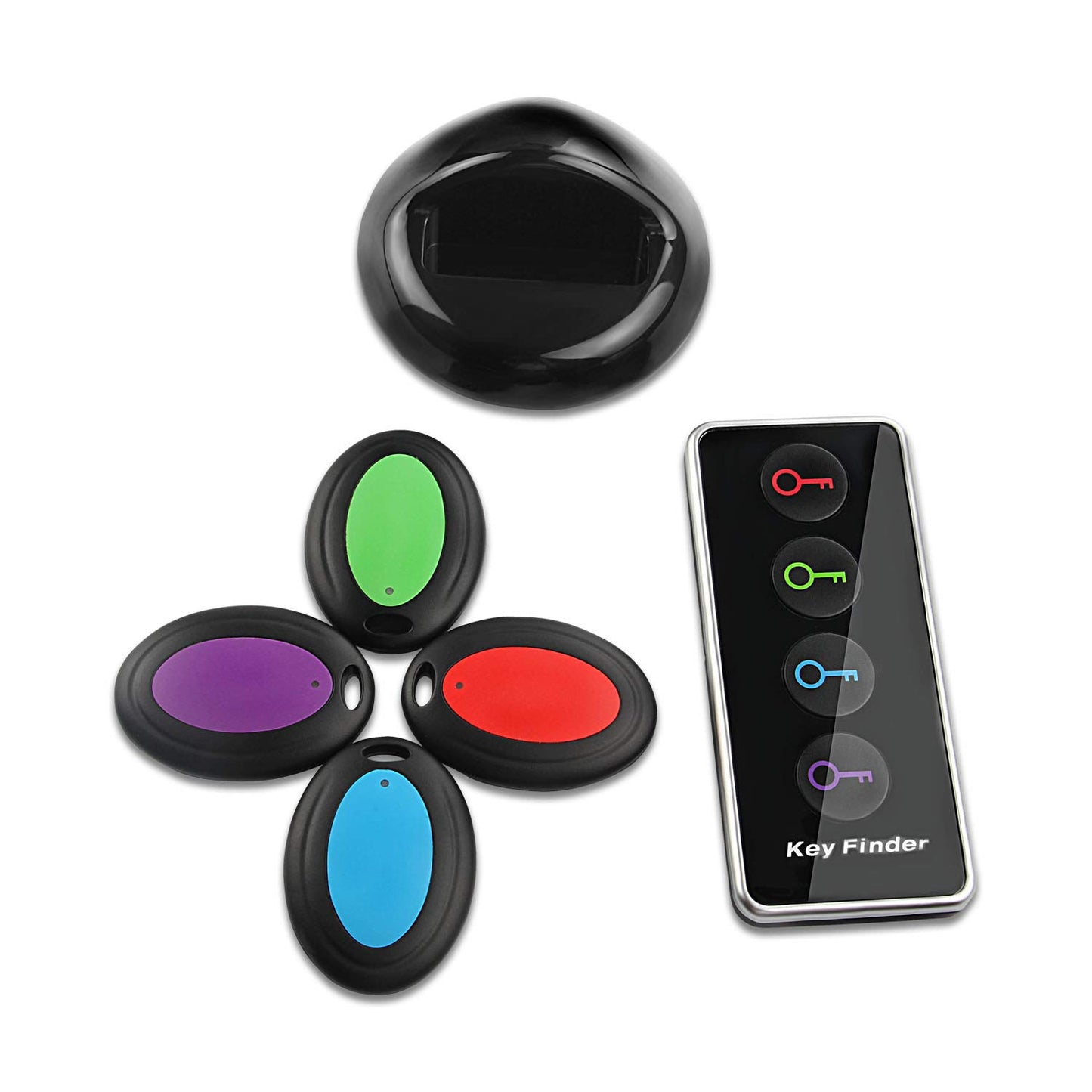 AC Doctor INC Key Finder Wireless Remote Control, Phone Wallet Luggage Car Key Keychain Pet Locator with 1 RF Transmitter and 4 Receivers Base Support & LED Flashlight
