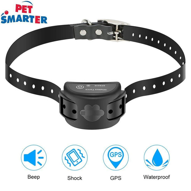 Système de confinement pour animaux de compagnie de clôture sans fil pour animaux de compagnie. Technologie GPS! Pas de télécommande, d'émetteur ou de fil! Clôture invisible, étanche et rechargeable, avec un ton et une stimulation statique