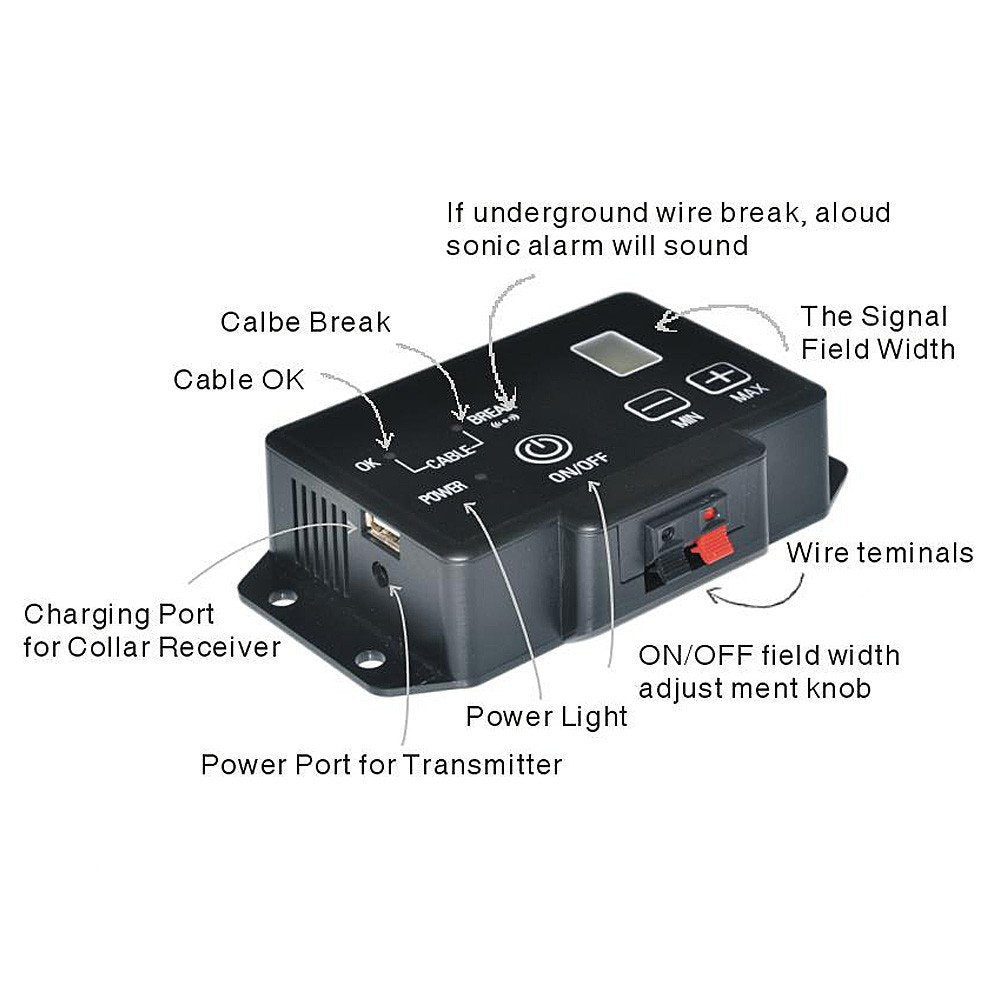 Amadog Electronic Anti-Run Beep Shock Dog Dog Clateau de clôture, récepteur de collier imperméable rechargeable