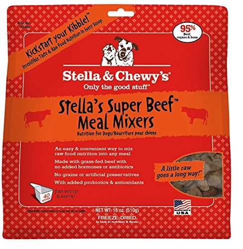 Stella & Chewy's 45756 Freeze-Dried Super Beef Meal Mixers Dog Food 18OZ(4)