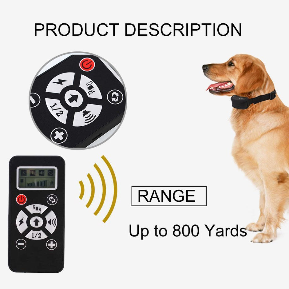 Collier d'entraînement pour chiens 800yds télécommande étanche et rechargeable et sûre avec vibration réglable
