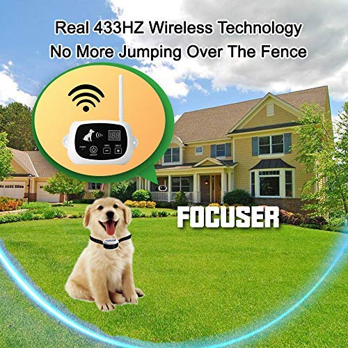 FOCUSER Electric Wireless Fence for Dogs Pet Containment System for Dog and Pets with Waterproof and Rechargeable Training Collar Receiver Boundary (with 20 Training Flags)