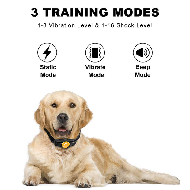 Patpet Shock collar for Dogs, 2019 Upgraded 1500ft Dog Training Collar with Remote, IPX7 Waterproof&Rechargeable, Beep Vibration Shock Mode for Small Medium Large Dog, Ergonomic Blind Operation Design