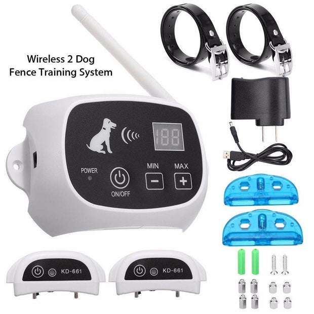 TR.OD Wireless Rechargeable 2 Dog Fence No-Wire Pet Containment System Waterproof