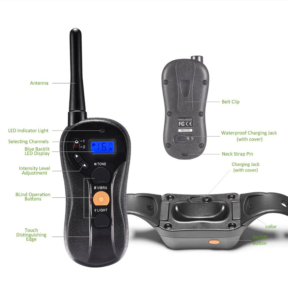 Wolfwill Humane No Shock Remote Dog Training Collar 100% imperméable Rechargeable 1980 pieds Boulots avec vibration de ton
