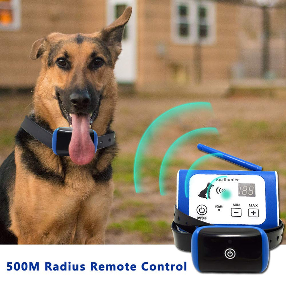 Wireless Electric Dog Fence System Outdoor Wireless Dog Fence Containment System 550YD Remote Control with Rechargeable Waterproof Receiver Beep/Shock/Static Mode Dogs