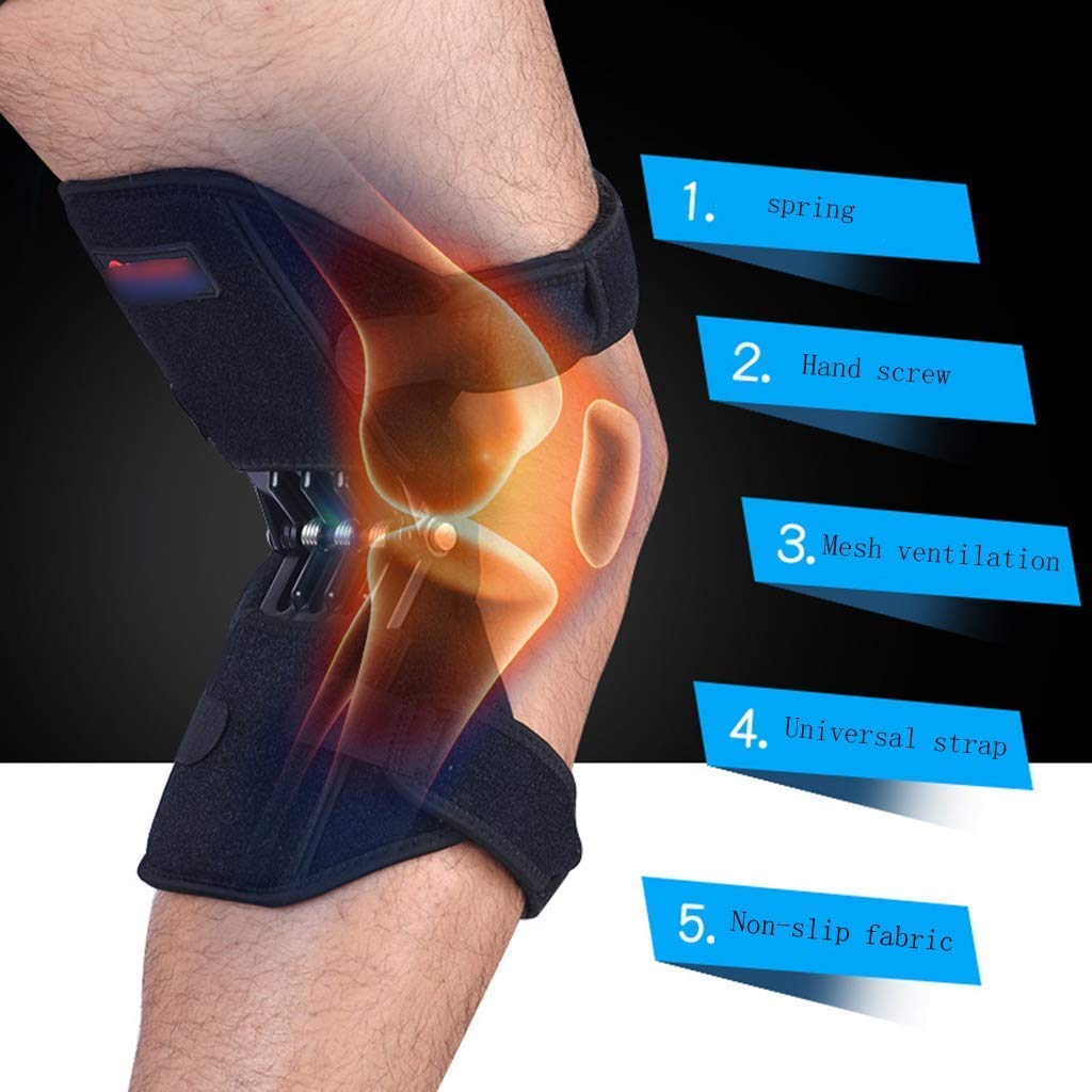 Knee Booster Knee Braces Tibial Booster Power Lifting Joint Support Knee Pad Portable Easy Breathable Sweat-Absorbent Spring Kneepad Stable Upper and Lower Knee Knee Protection