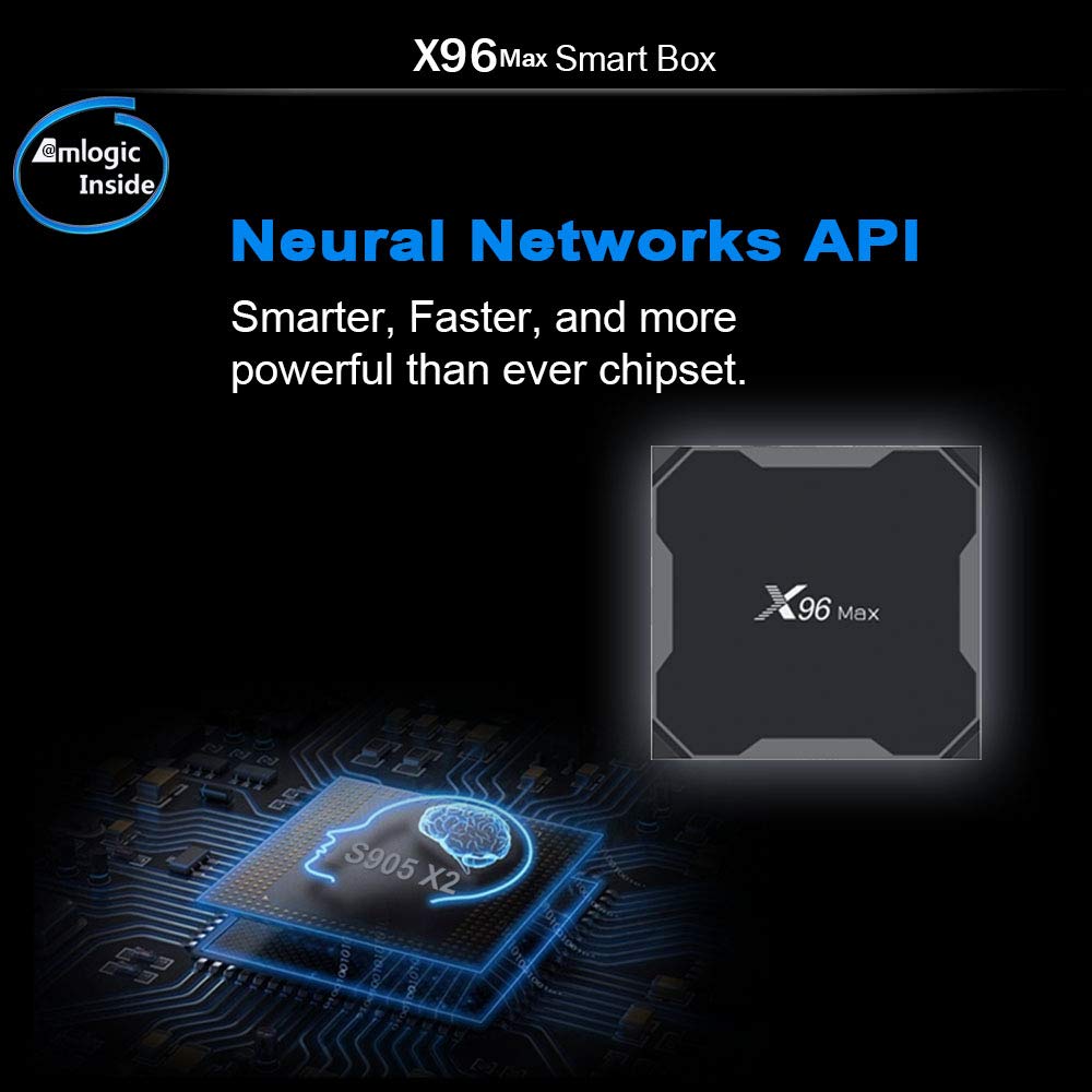 X96 Max Android 8.1 Amlogic 4 Go RAM 64 Go Rom TV Box - Royaume-Uni Plug (pas de suspension murale)