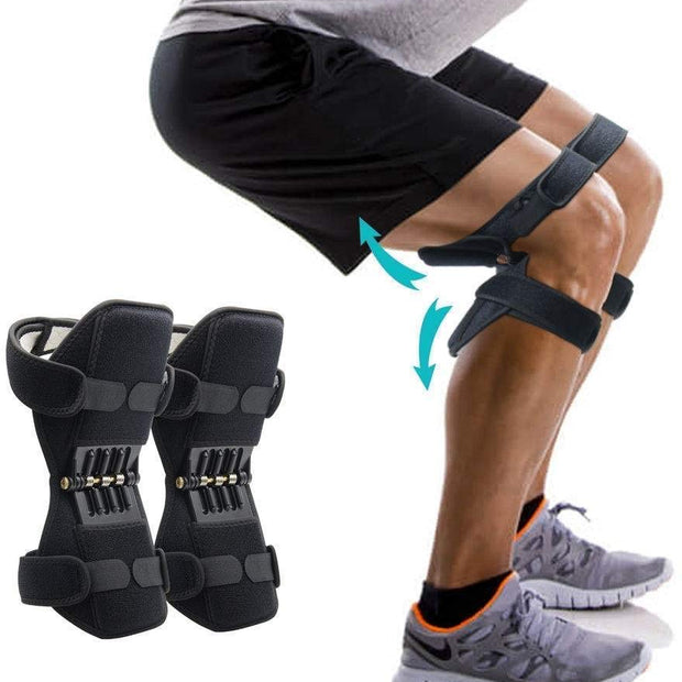 Spring à ressort du genou respirant anti-gravité Knee Bend Support puissant rebond de printemps de rebonds, pad au pavé à soupel non glisser le lifting électrique Joix de support de support des genoux une paire (noir)