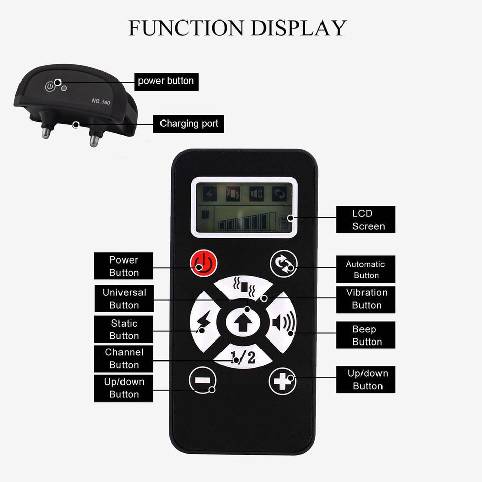 Collier d'entraînement pour chiens 800yds télécommande étanche et rechargeable et sûre avec vibration réglable