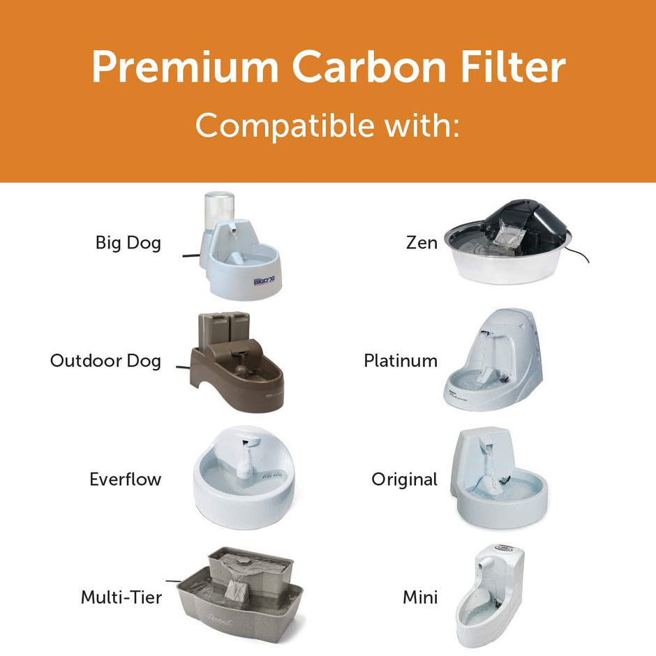 PetSafe Drinkwell Premium Carbon Replacement Filters, 3 Pack