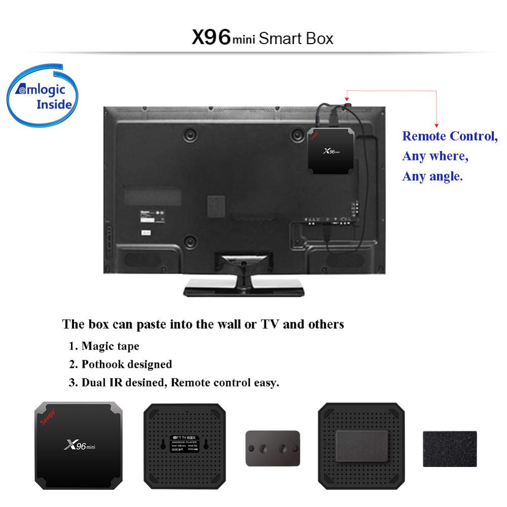 X96 Mini Android TV Box Android 7.1 4K Smart TV Box 64bit Quad Core CPU 2GB RAM+16GB ROM with 2.4GHz Wifi