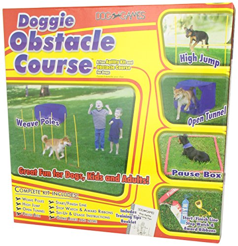 Outward Hound Kyjen  DG40105 Doggie Obstacle Course Kit with Starter Kit with Dog Tunnel Weave Pole High Jump Obstacles, Large, Red