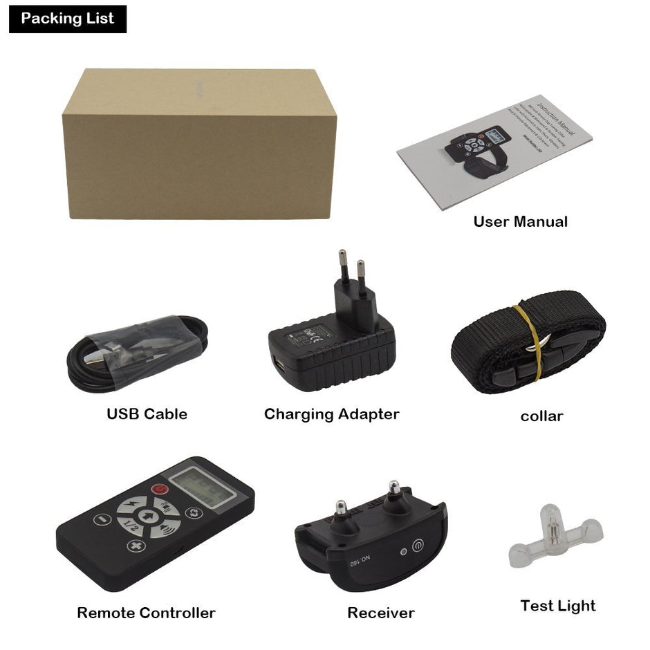 Collier d'entraînement pour chiens 800yds télécommande étanche et rechargeable et sûre avec vibration réglable