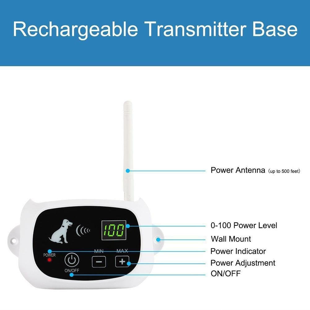 TR.OD Wireless Rechargeable 2 Dog Fence No-Wire Pet Containment System Waterproof