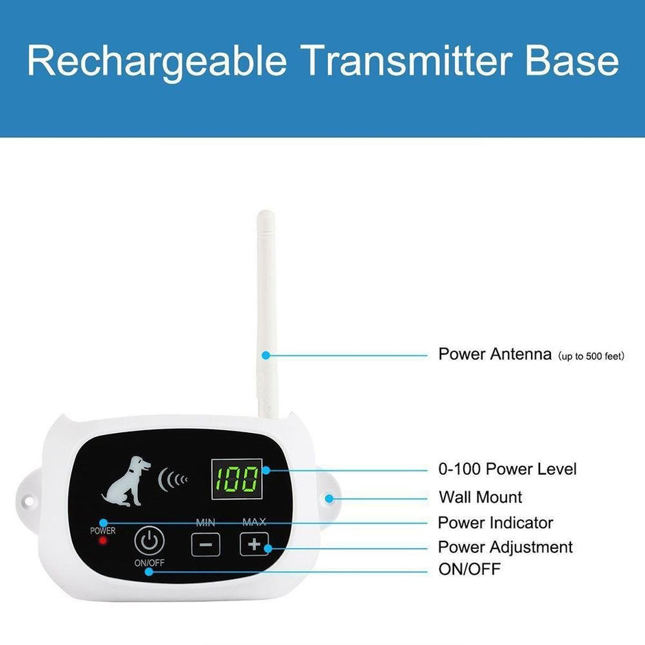 TR.OD Wireless Rechargeable 2 Dog Fence No-Wire Pet Containment System Waterproof