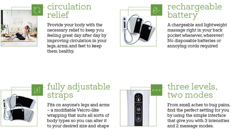 Dual Calf and Foot Air Massager,Air Compression Leg Wraps Massage Therapy Device for Pain Relief Handheld Controll