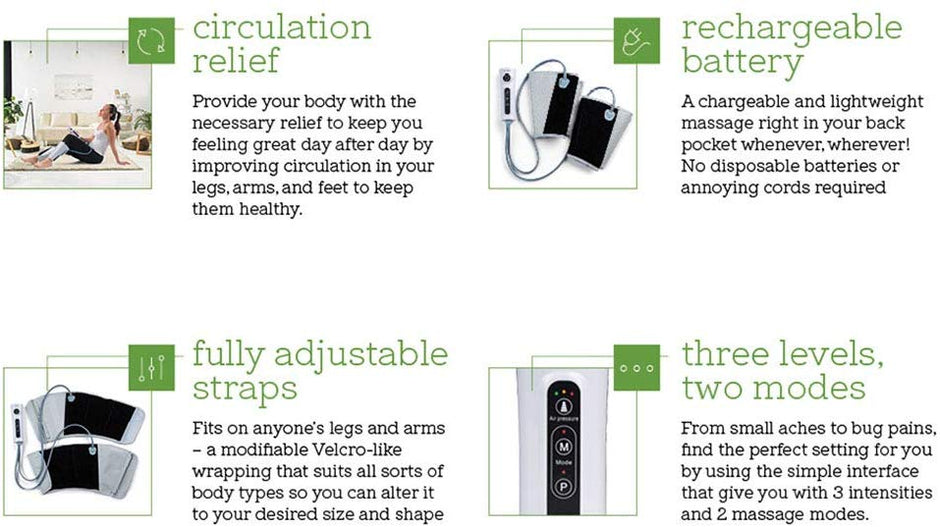 Dual Calf and Foot Air Massager,Air Compression Leg Wraps Massage Therapy Device for Pain Relief Handheld Controll