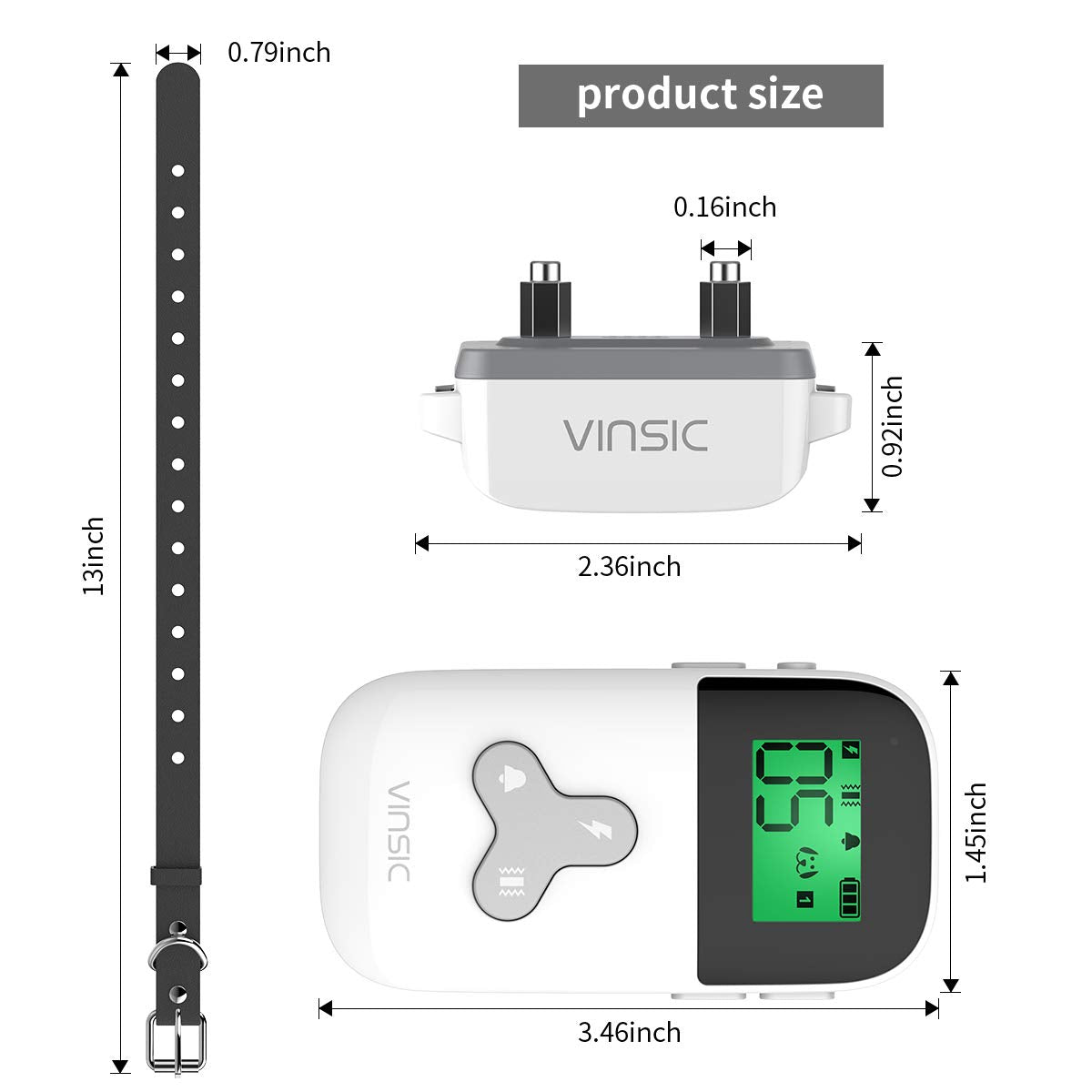 Shock Collar for Dogs, Vinsic® Dog Traning Collar With Remote 300 Meters Remote Control Mini Dog bark Collar for Small Large Dog with LCD Display 1-5 Level Shock and Vibration, Safe for Small Large Dogs