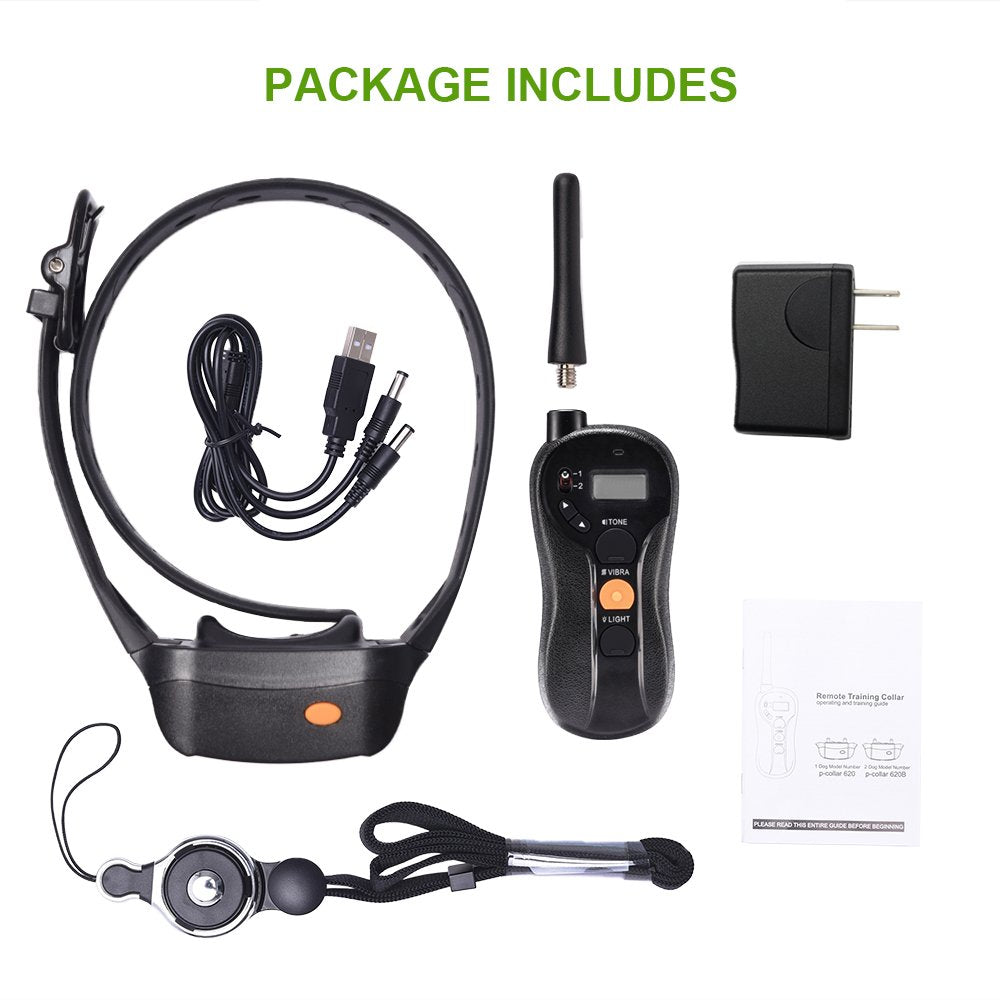 Wolfwill Humane No Shock Remote Dog Training Collar 100% imperméable Rechargeable 1980 pieds Boulots avec vibration de ton