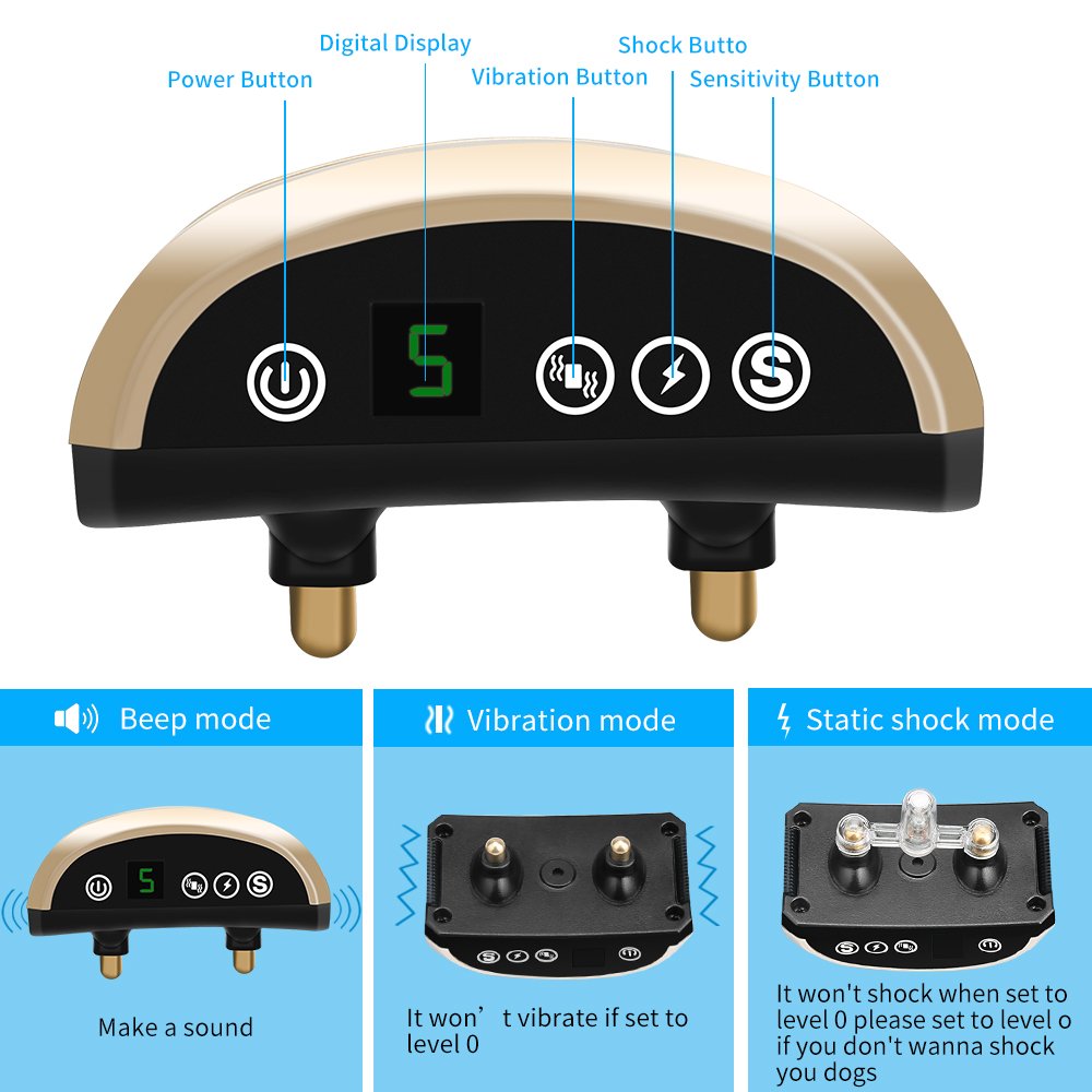 CBoner Bark Collar - Upgrade Sensitivity Rechargeable Dog Barking Control Training Collar for Small Medium Large Dogs - Beep / Vibration / Safe Shock or No /Adjustable Sensitivity