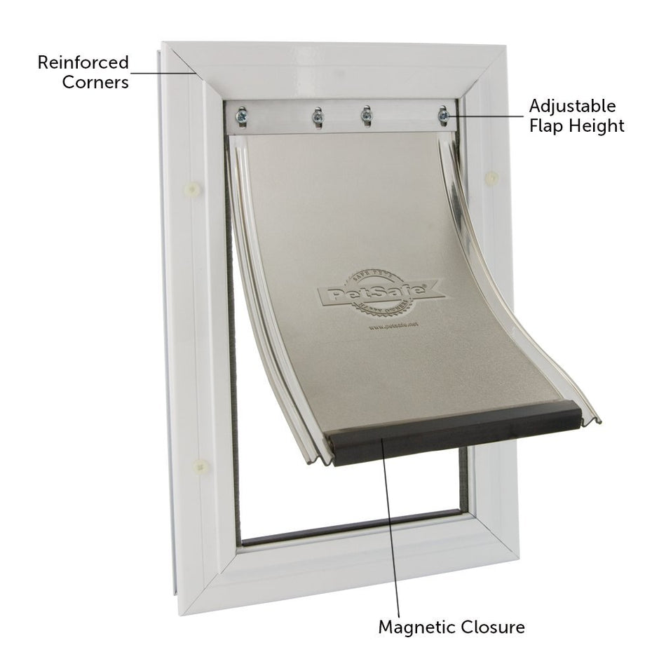 PetSafe Freedom Aluminum Pet Door for Dogs and Cats, White, Tinted Vinyl Flap