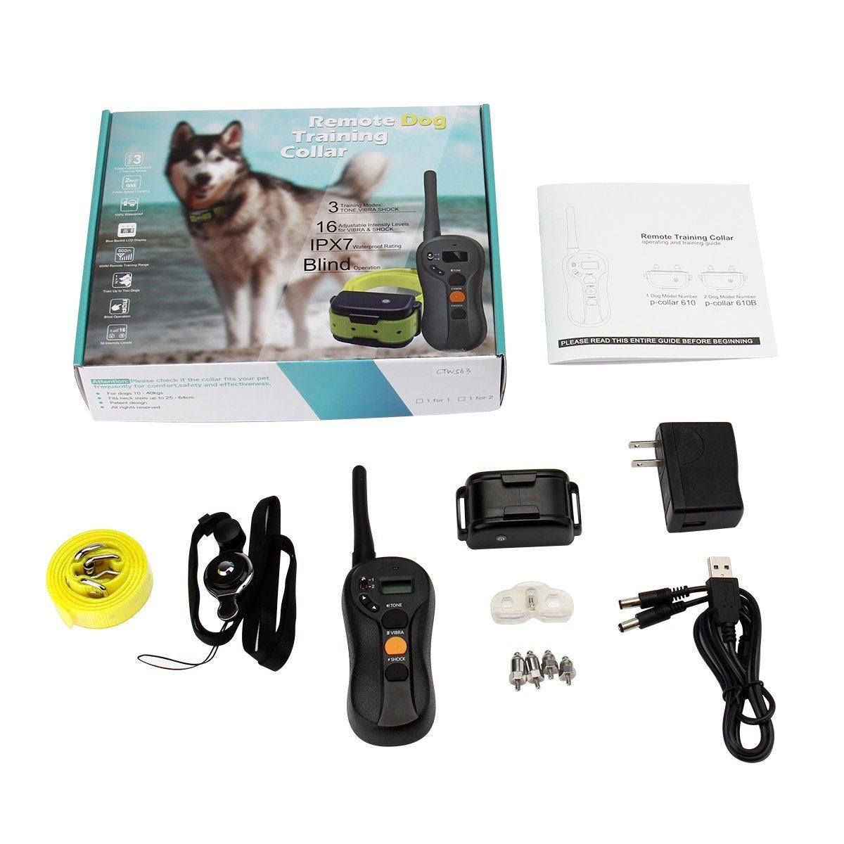 Dog Training Collar -Rechargeable & Waterproof 660yd Remote Control Collar - Blind Operation Remote with Tone / Vibration / Shock Electric Collar-Fit For (10Lbs - 100Lbs)