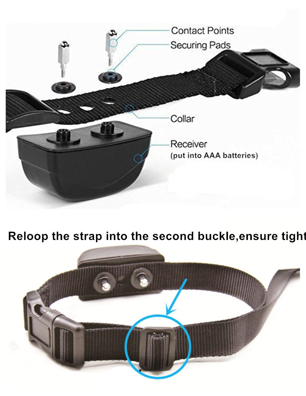 Patpet PTS-008 330 Yards Trainage à distance Dogue STOP Collier d'écorce - a un choc, des vibrations et un ton avec un écran d'écran de rétroéclairage, des boutons séparés et un récepteur résistant à l'eau. Collier électronique électrique