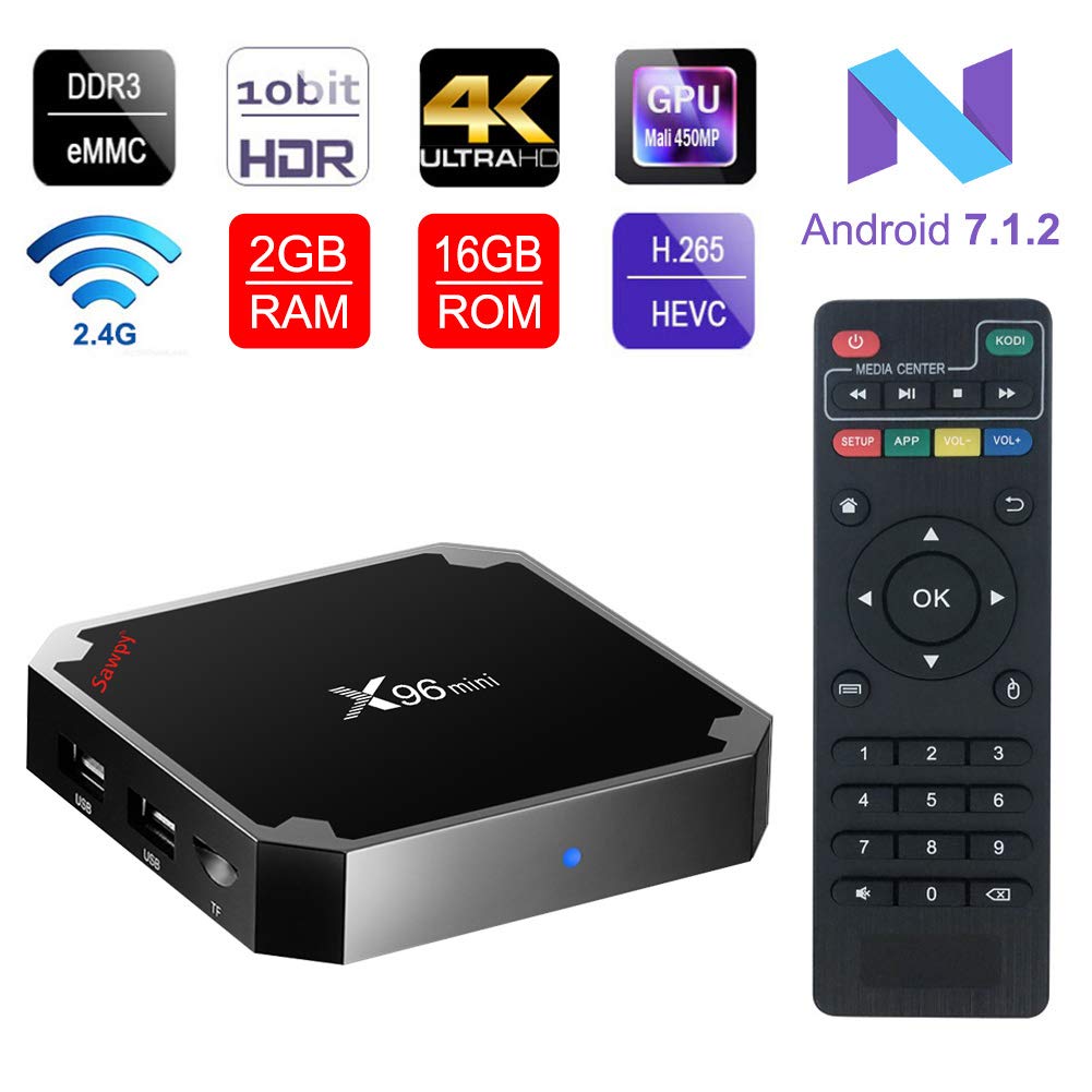 X96 Mini Android TV Box Android 7.1 4K Smart TV Box 64bit Quad Core CPU 2GB RAM+16GB ROM with 2.4GHz Wifi