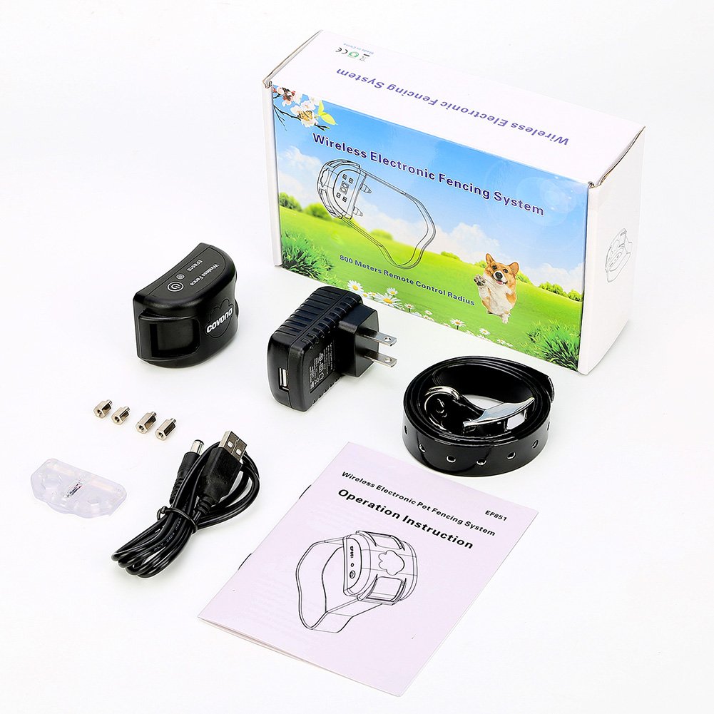 COVONO Wireless Dog Fence GPS,Invisible Fence 15lbs-120lbs Dogs (Electric Dog Fence,Pet Containment System,Waterproof Rechargeable Collar,Shock/Tone Correction)