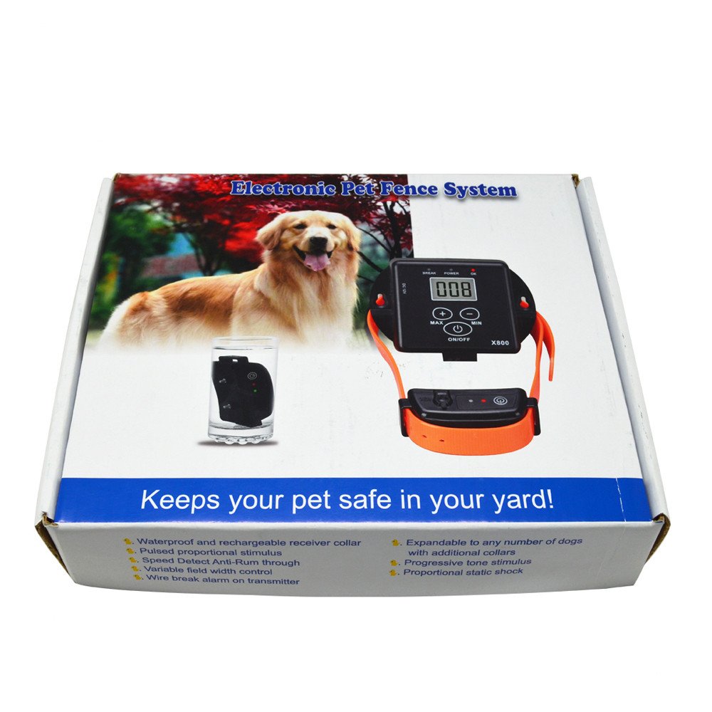 Amadog Rechargeable Waterproof In-ground Dog Fence Training System, 10 Levels Adjustable Range of Warning Zone 300 Meter Wire