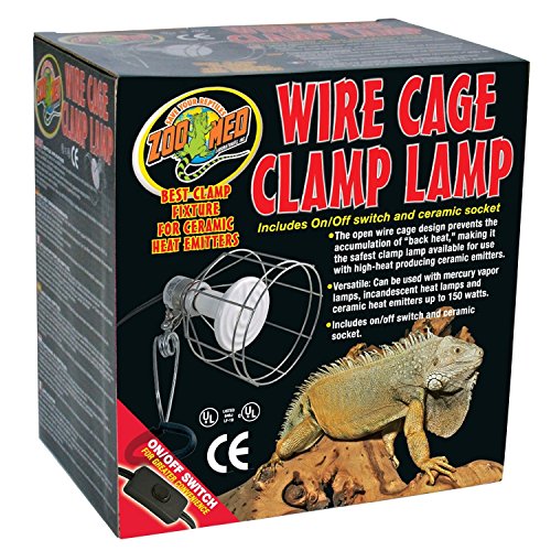 ZooMed RR1522 Porcelain Wire Cage Clamp Lamp - up to 150W Bulb/Heat Emitter