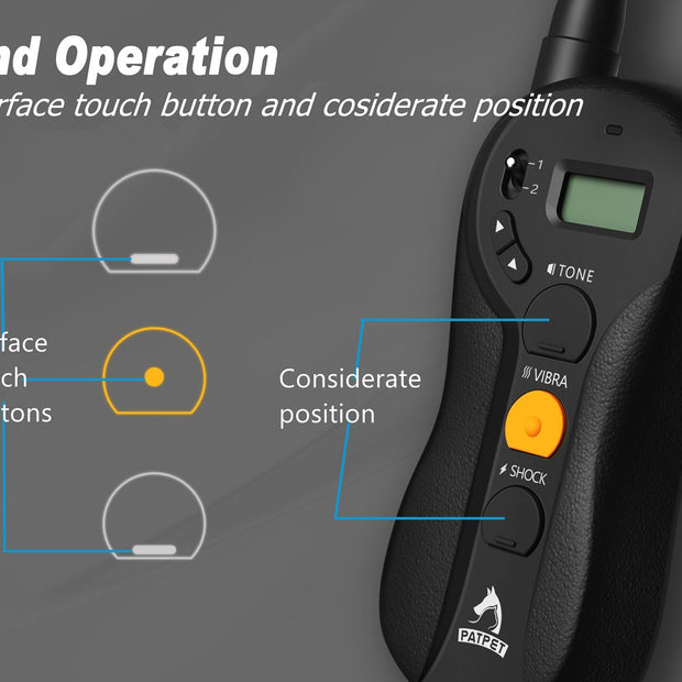 Patpet p-collar610 Blind Operation Shock Collar for Training 2 Dogs - Rechargeable and Waterproof 660yd Remote E-Collar with Separate Command Buttons,Fit for 15-100 lb