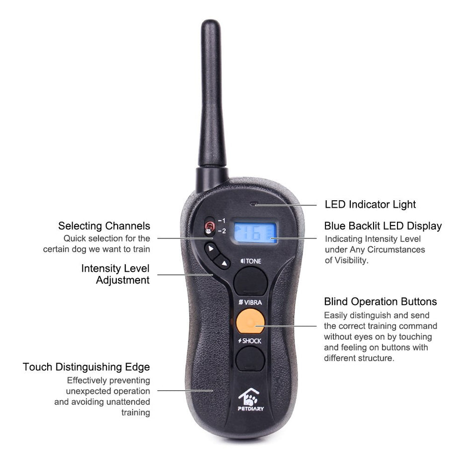 Dog Training Collar for Dogs with 3 Training Modes Electric Shock 0~16 Schock Levels Rechargeable and Waterproof Remote E-Collar